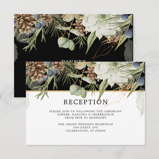 Rustic Woodland Pinecones | Wedding Reception Card (Front/Back)