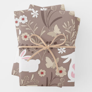 Rustic Woodland Rabbit for Nursery Wrapping Paper Sheet