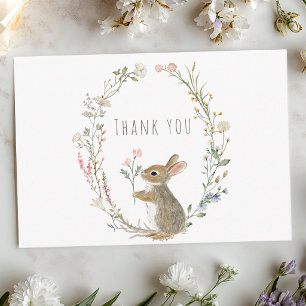 Rustic Woodland Rabbit Watercolor Baby Shower Thank You Card