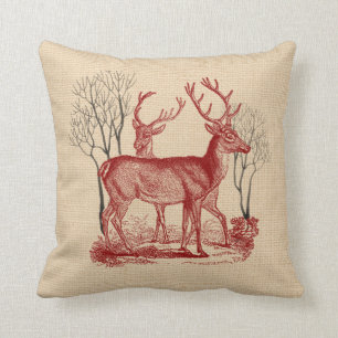 Rustic Woodland Red Deer Pillow