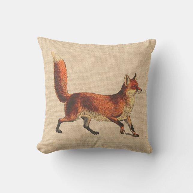 Rustic Woodland Red Fox Pillow (Front)