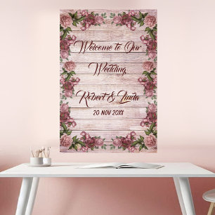 Rustic Woodland Rose Floral Country Wedding Poster