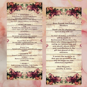 Rustic Woodland Roses Burgundy Country Wedding  Menu