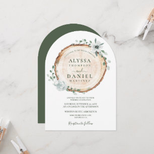 Rustic Woodland Sage Watercolor floral Wedding Invitation