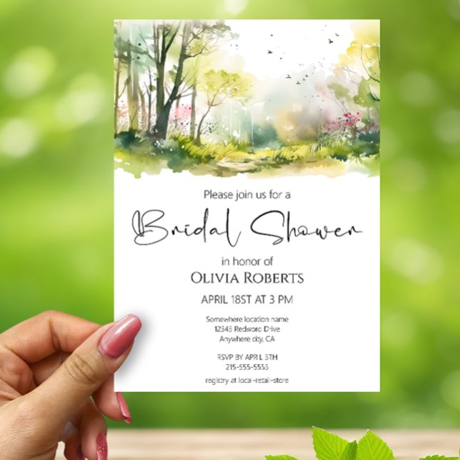 Rustic Woodland Spring Forest Bridal Shower Invitation (Creator Uploaded)