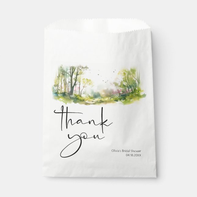 Rustic Woodland Spring Forest Wedding Favour Bags (Front)