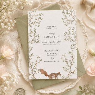 Rustic Woodland Squirrel Baby Shower Decor Invitation