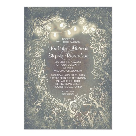 wedding invitations woodland rustic woodland string lights wedding invites zazzle wedding invitations woodland rustic woodland string lights wedding invites zazzle