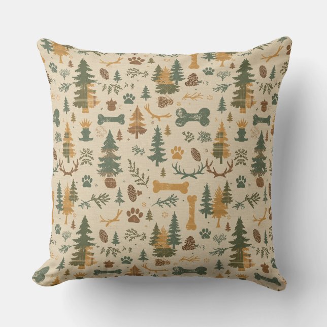 Rustic Woodland Throw Pillow – Lodge‑Inspired Pet (Front)