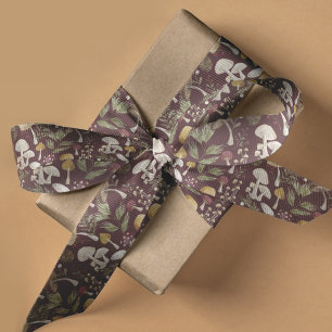 Rustic Woodland Watercolor Woodsy Mushroom Forest Grosgrain Ribbon