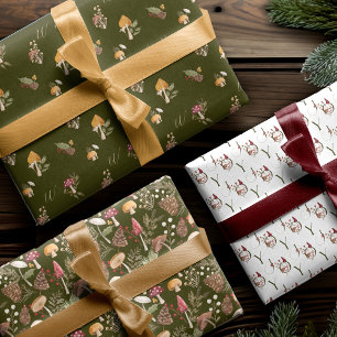 Rustic Woodland Watercolor Woodsy Mushroom Forest  Wrapping Paper Sheet
