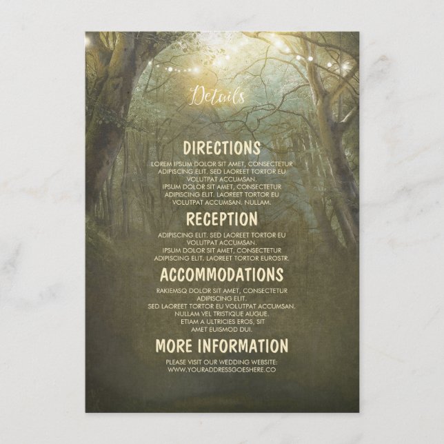 Rustic Woodland Wedding Details -Information Enclosure Card (Front)