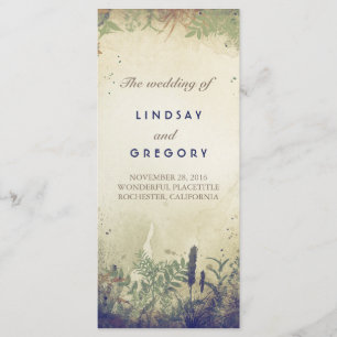 rustic woodland wedding programs navy programme