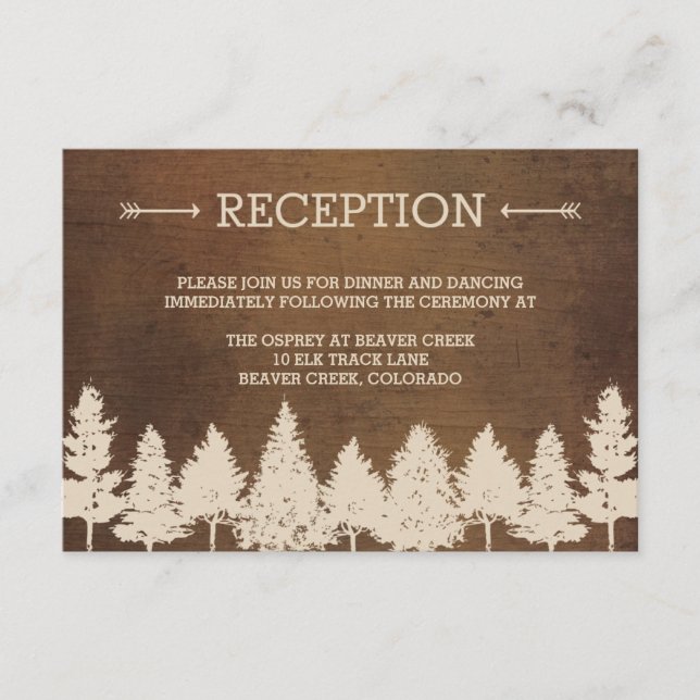 Rustic Woodland Wedding Reception Cards (Front)