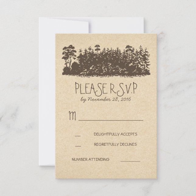 Rustic Woodland Wedding RSVP Cards (Front)