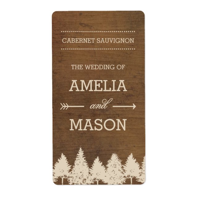 Rustic Woodland Wedding Wine Labels (Front)