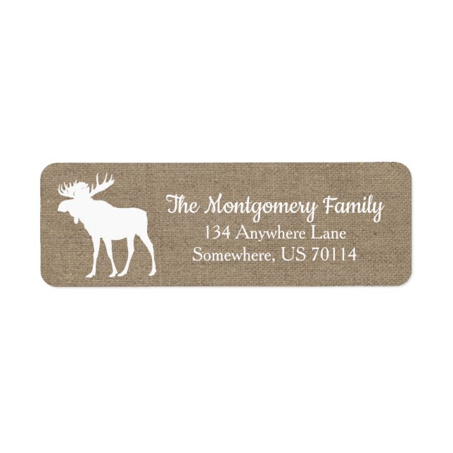 Rustic Woodland White Moose Faux Burlap (Front)