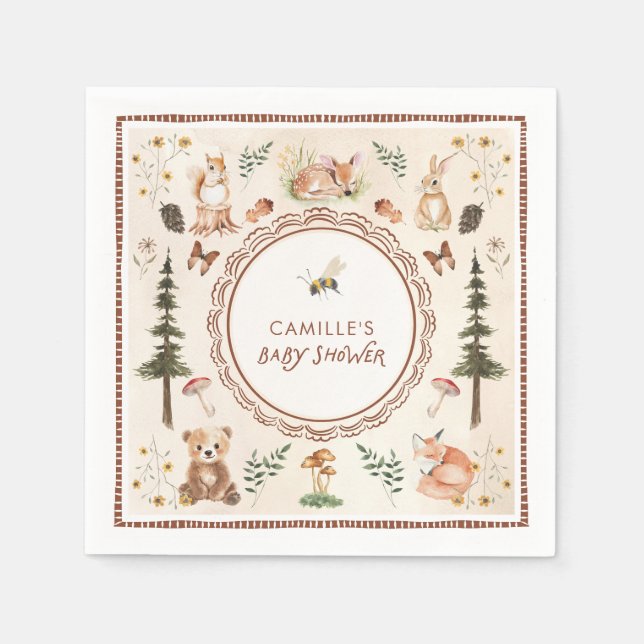 Rustic Woodland Winter Boy Baby Shower Napkin (Front)
