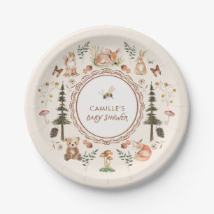 Rustic Woodland Winter Boy Baby Shower Paper Plate