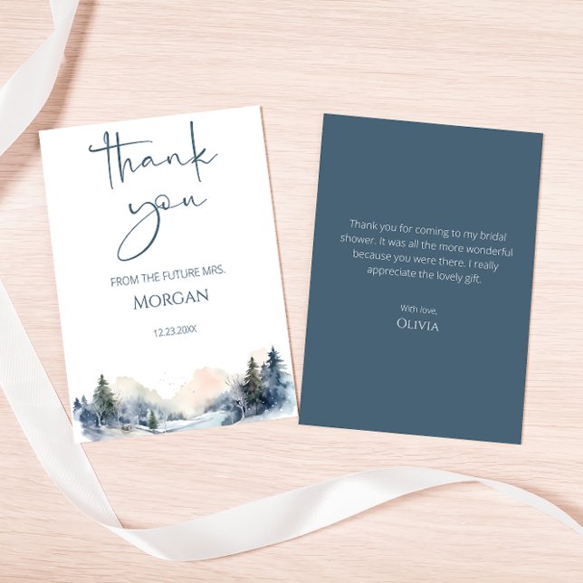 Rustic Woodland Winter Forest Bridal Shower Thank You Card (Creator Uploaded)