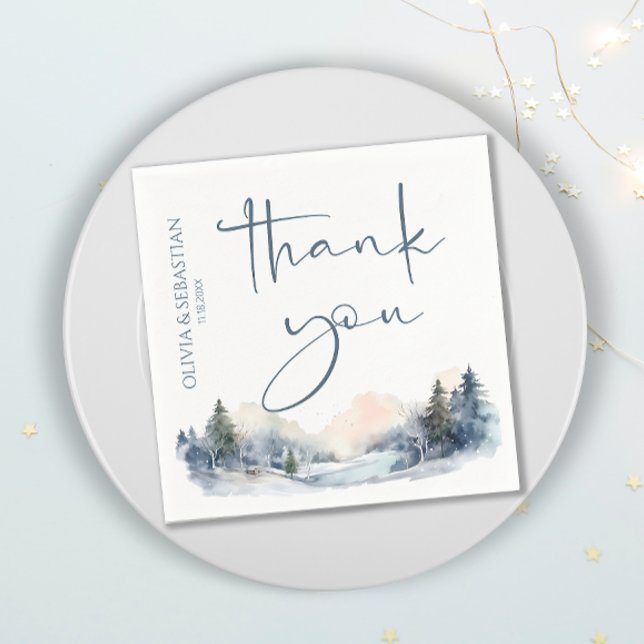 Rustic Woodland Winter Forest Thank you Napkin (Creator Uploaded)