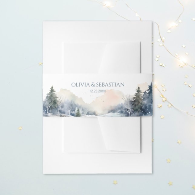 Rustic Woodland Winter Forest Wedding  Invitation Belly Band (Creator Uploaded)