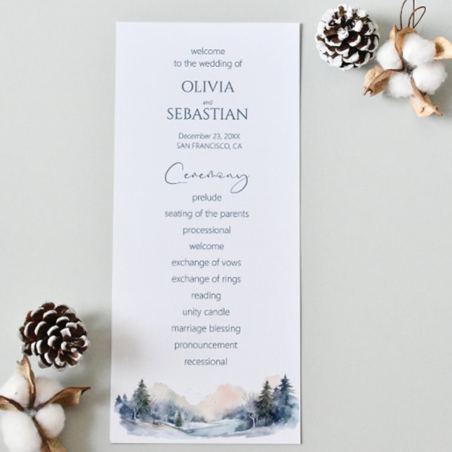 Rustic Woodland Winter Forest Wedding Programme (Creator Uploaded)