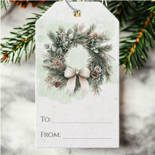Rustic Woodland Wreath Chic Christmas Gift Tags