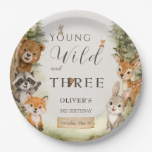 Rustic Woodland Young Wild and Three 3rd Birthday