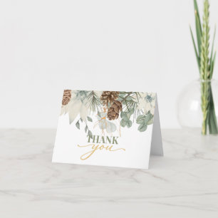 Rustic Woodlands Pinecones Script Thank You Card