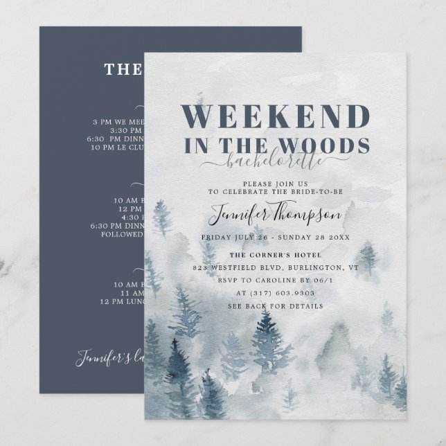 Rustic Woods Cabin Bachelorette Weekend Itinerary Invitation (Front/Back)