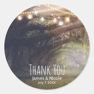 Rustic Woods Enchanted Forest & Lights Wedding Classic Round Sticker