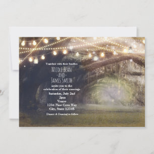 Rustic Woods Enchanted Forest & Lights Wedding Invitation