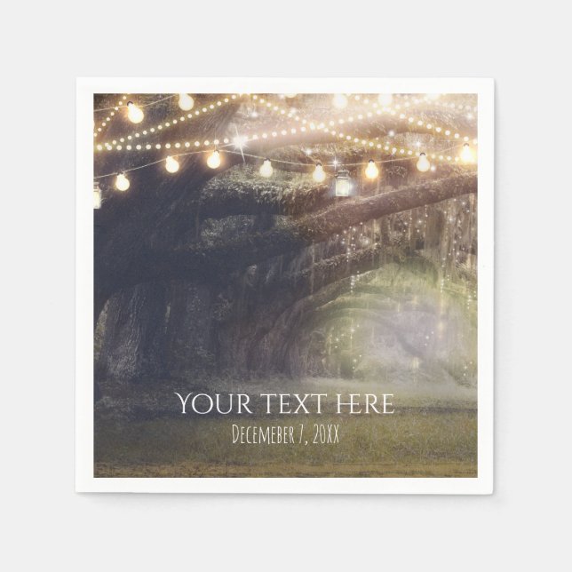 Rustic Woods Enchanted Forest & Lights Wedding Napkin (Front)