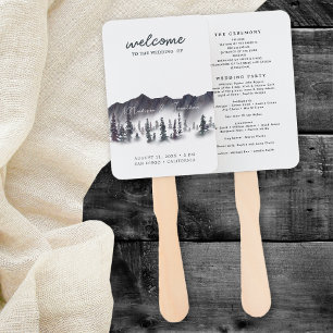 Rustic Woods Personalised Wedding Program Hand Fan