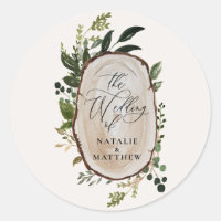 Rustic WoodSlice Greenery Botanical Wedding Rustic