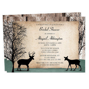 Rustic Woodsy Deer Bridal Shower Invitations
