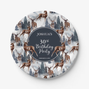Rustic Woodsy Deer   Forest 30th Birthday Party Paper Plate