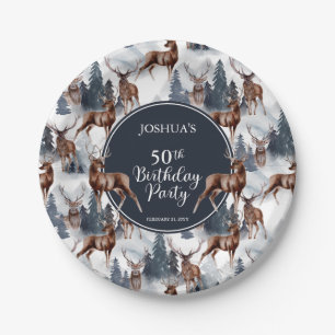 Rustic Woodsy Deer   Forest 50th Birthday Party Paper Plate