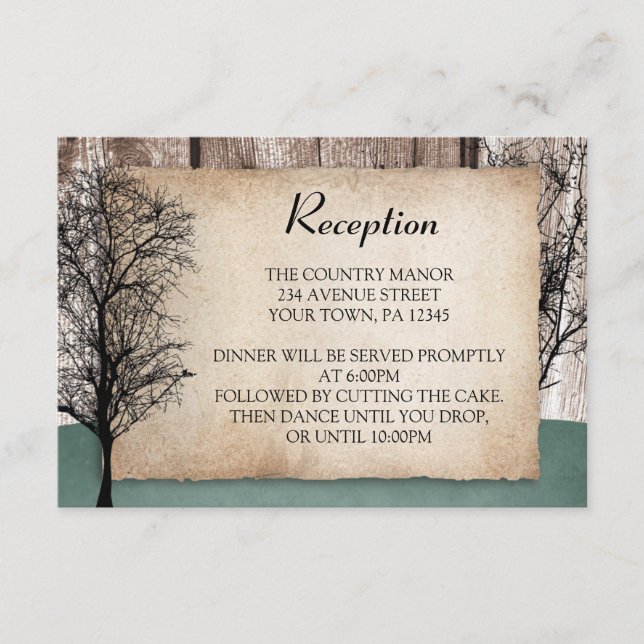 Rustic Woodsy Deer Wedding Reception Cards (Front)