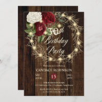 Rustic Woodsy Lighted Wreath 30th Birthday Party