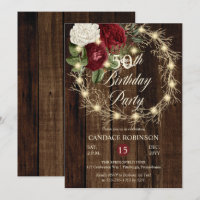 Rustic Woodsy Lighted Wreath 50th Birthday Party