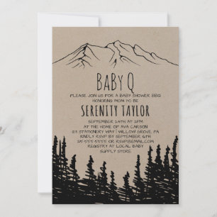 Rustic Woodsy Mountain Baby Q Invitation