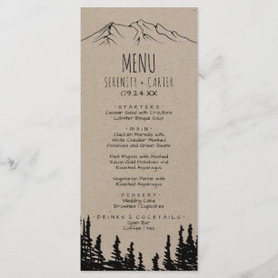 Rustic Woodsy Mountain Dinner Menu Card