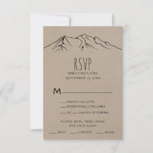 Rustic Woodsy Mountain Menu Choice RSVP Card