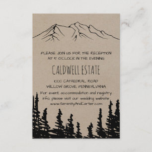 Rustic Woodsy Mountain Wedding Reception Card