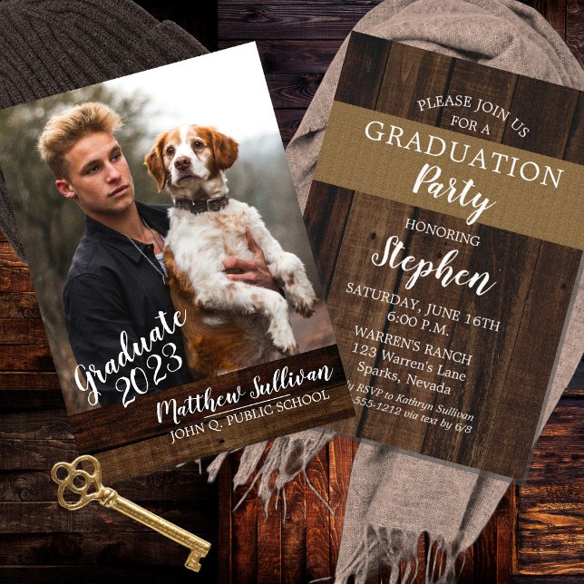 Rustic Woodsy Vertical Photo Graduation Party (Creator Uploaded)