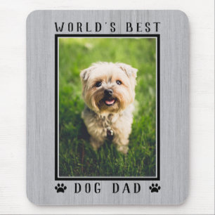 Rustic World's Best Dog Dad Paw Prints Photo Mouse Mat