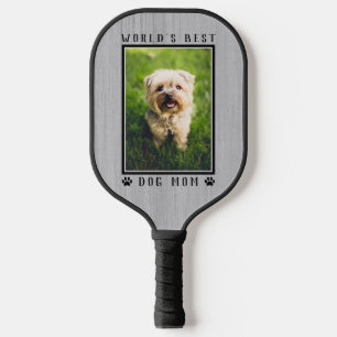 Rustic World's Best Dog Mum Custom Photo Pickleball Paddle