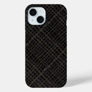 Rustic Woven Elegant Black Burlap iPhone 15 Case